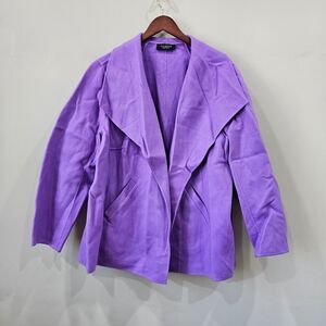 Talbots Womens Wool Blend Blazer Jacket Petites 3XP Purple Open Office Business